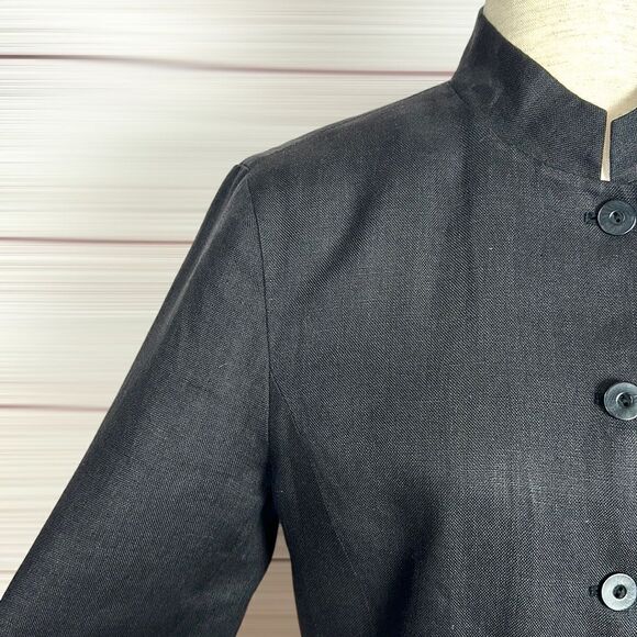 Talbots Vintage Charcoal Irish Linen Stand Collar Blazer Jacket Size 8 - Picture 5 of 11